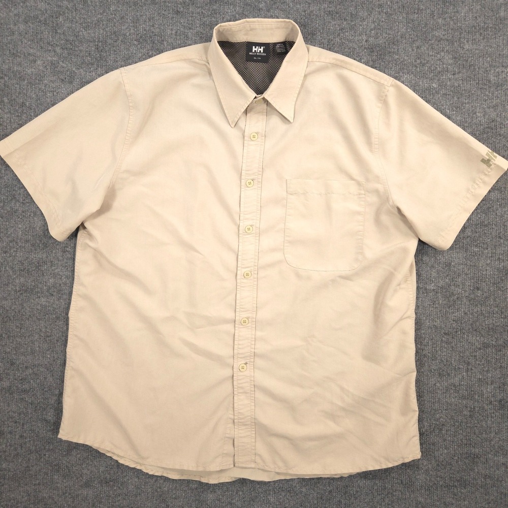Helly Hansen Shirt Mens XL Beige Lightweight Performance Outdoor Short Sleeve